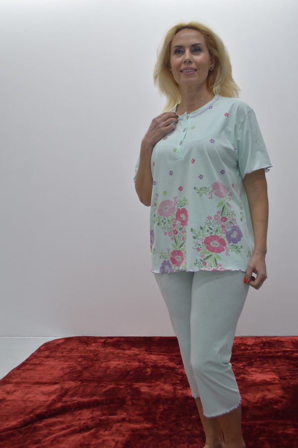 Pijama estampado digital verde água