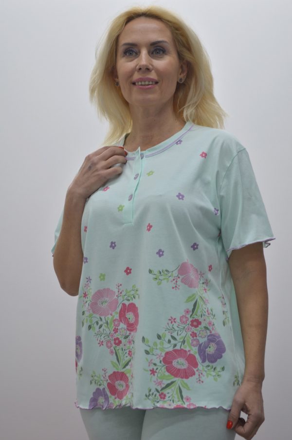 Pijama estampado digital verde água