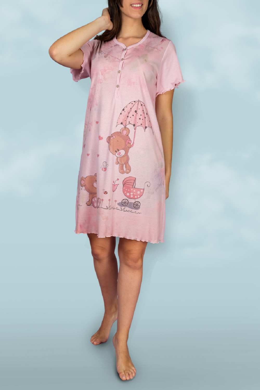 Nightgown-nightdress-chemise de nuit- liquette-nuisette 50814 Rosa -1