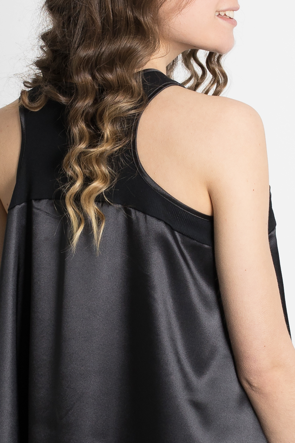 Satin -nightdress-nightgown- chemise de nuit satin -50775- Black -1