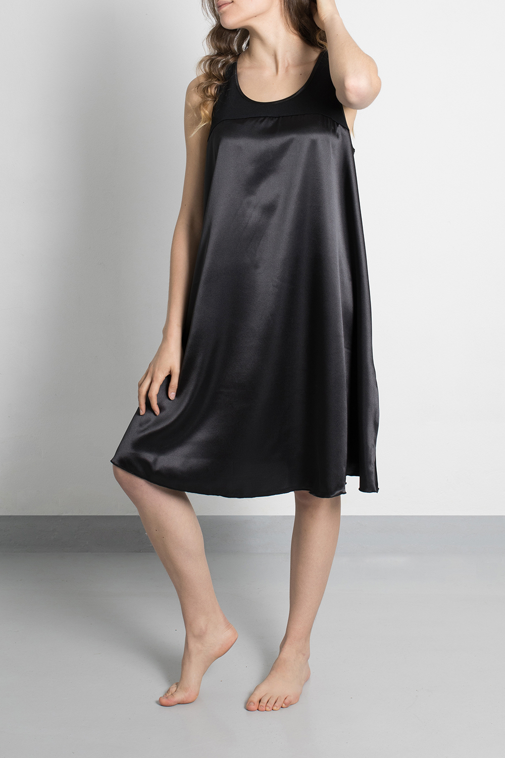 Satin -nightdress-nightgown- chemise de nuit satin -50775- Black -2