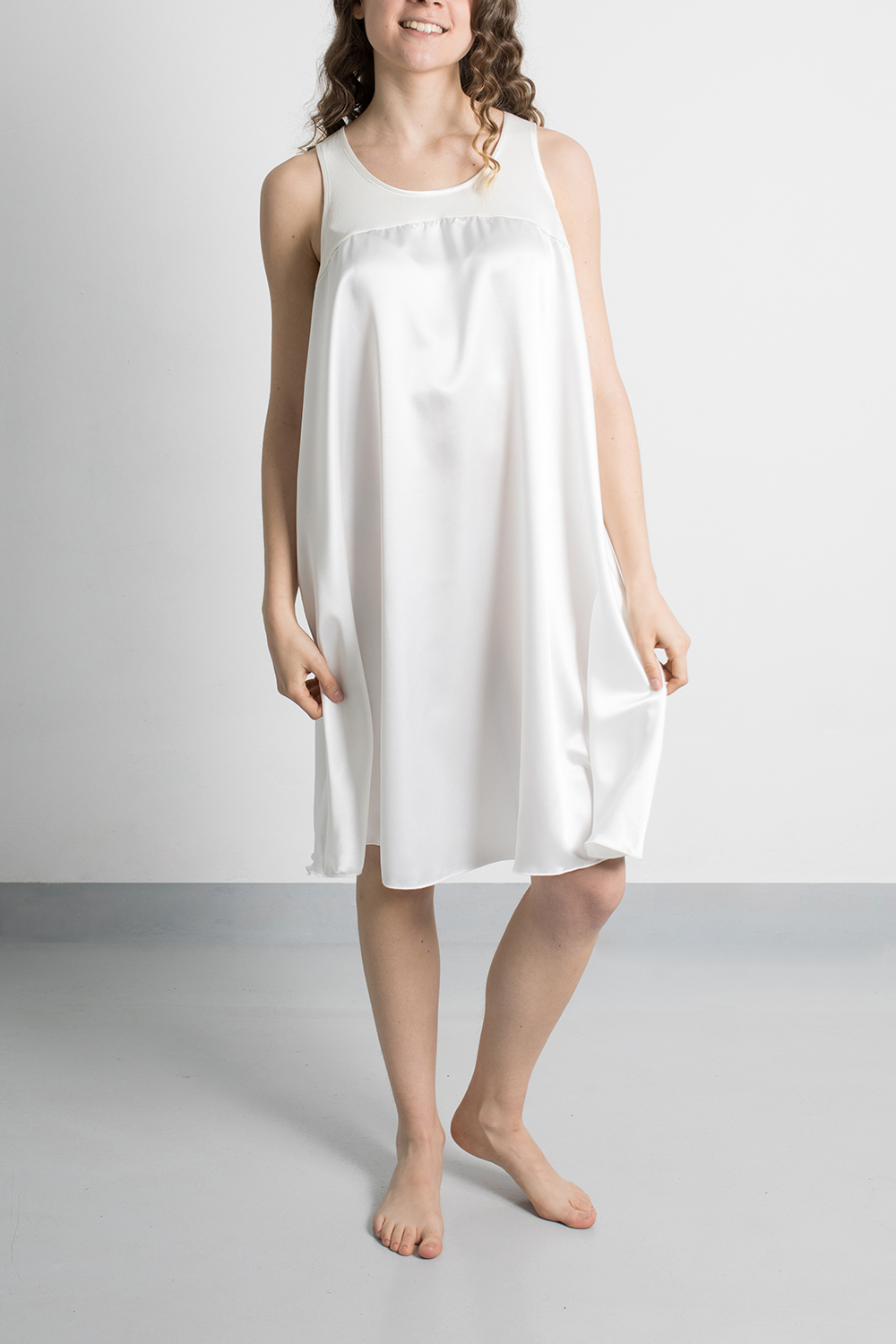 Satin -nightdress-nightgown- chemise de nuit satin -50775- IVORY -1