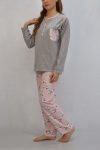Pijama conjunto de calças + sweatshirt, Rosas no Jardim Cinza