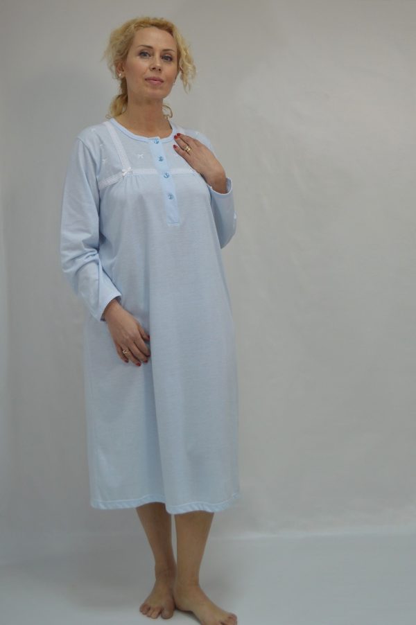Camisa com carcela e rendas, azul