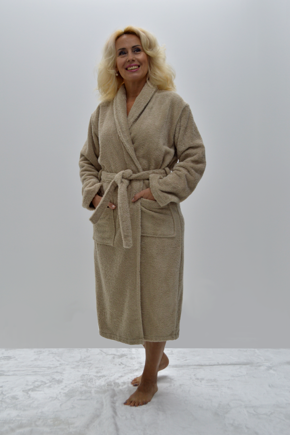 Robe de banho e SPA, Camel Robe de banho felpo 100% Algodão bege