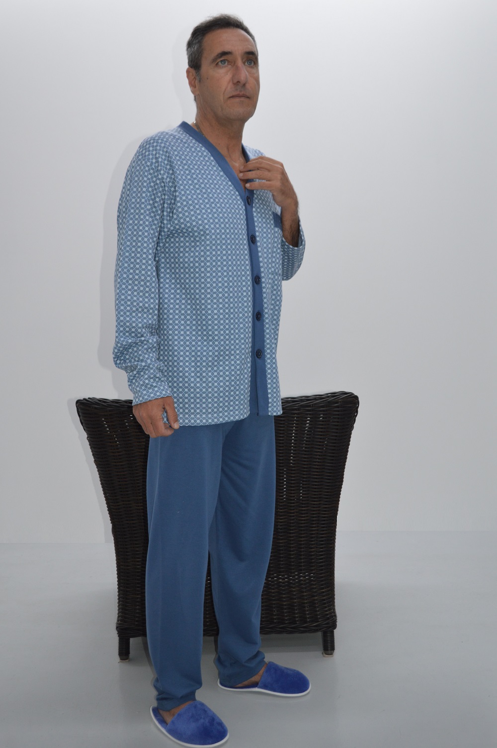 pijama camiseiro clássico, azul pijama camiseiro clássico, azul