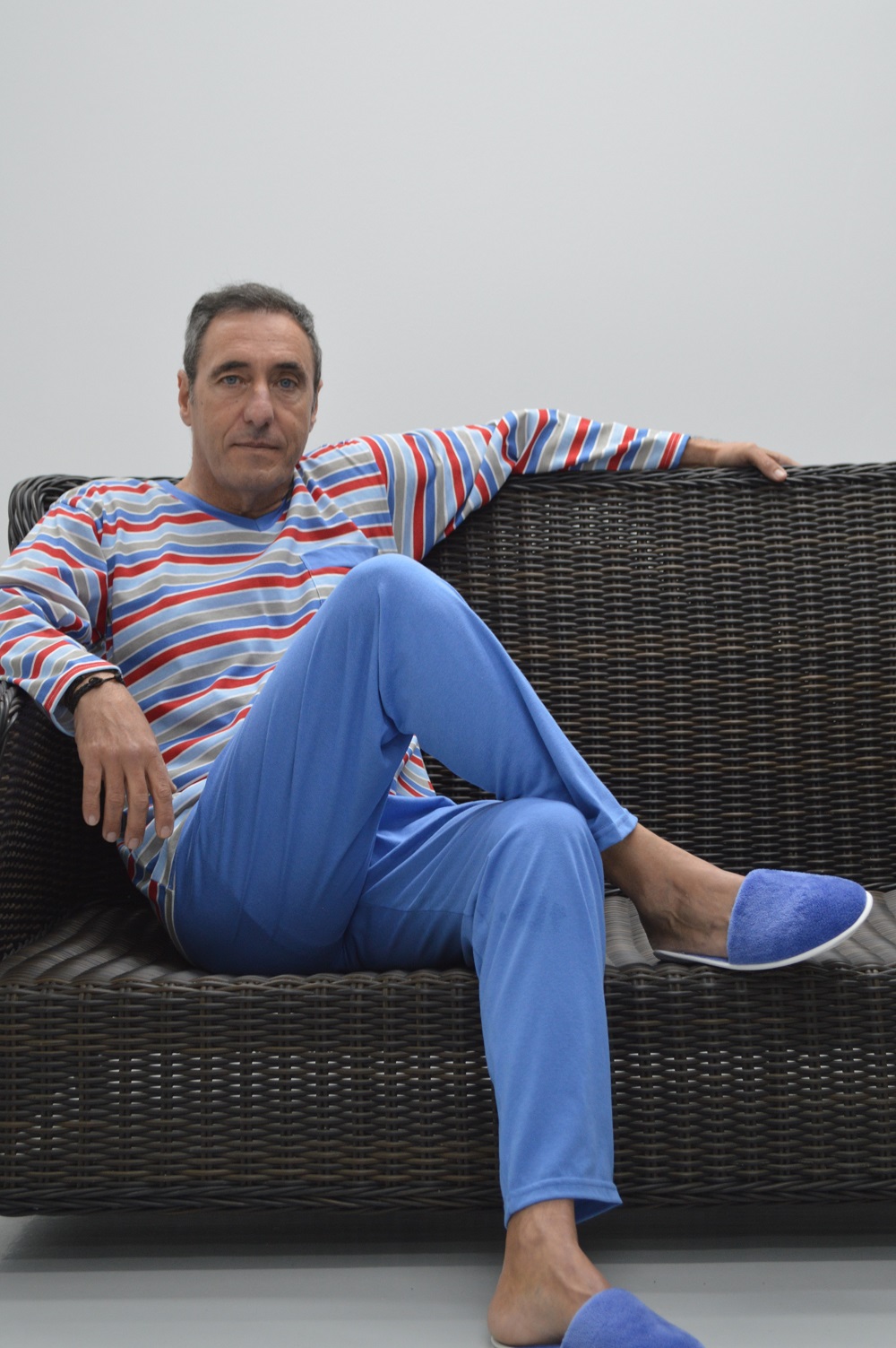 pijama de homem decote em V, Riscas pijama de homem decote em V, Riscas