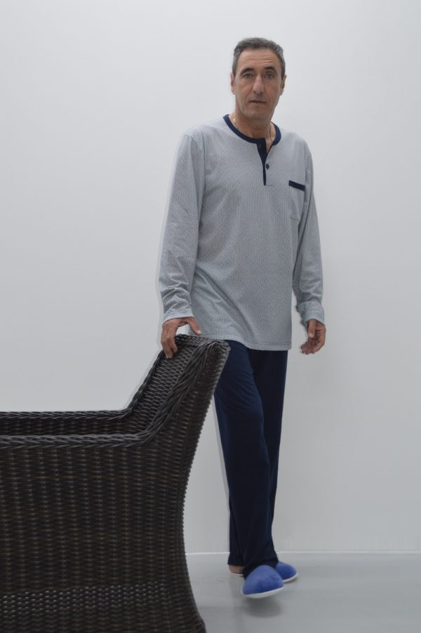 Pijama manga comprida e carcela, Marinho