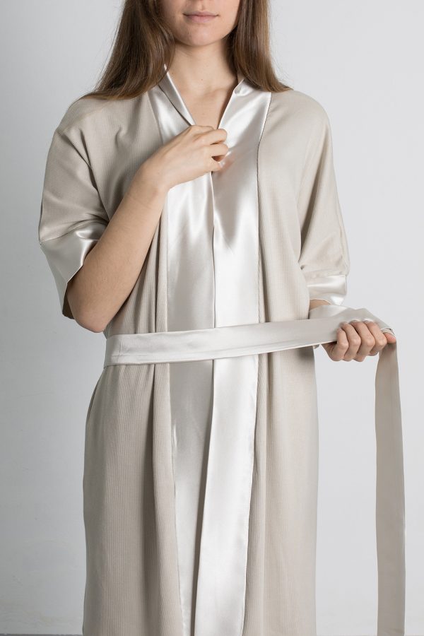 Robe de algodão cetim camel