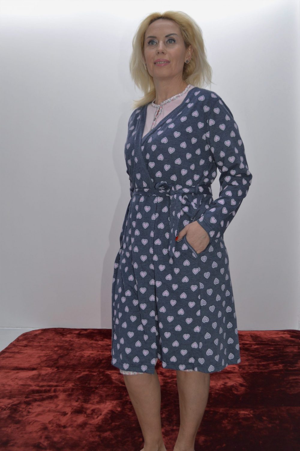 Robe azul, estampado corações Robe azul, estampado corações
