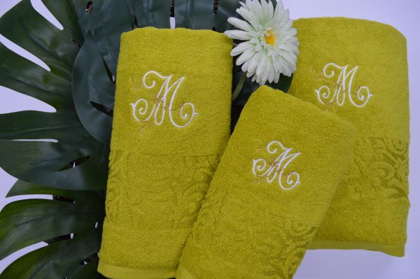 Conjunto de banho com barra viscose jacquard e bordado, verde