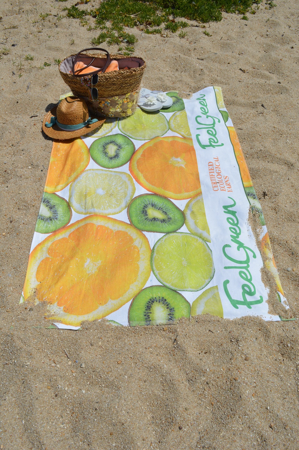 Toalha de praia laranja e Kiwi Toalha de praia laranja e Kiwi