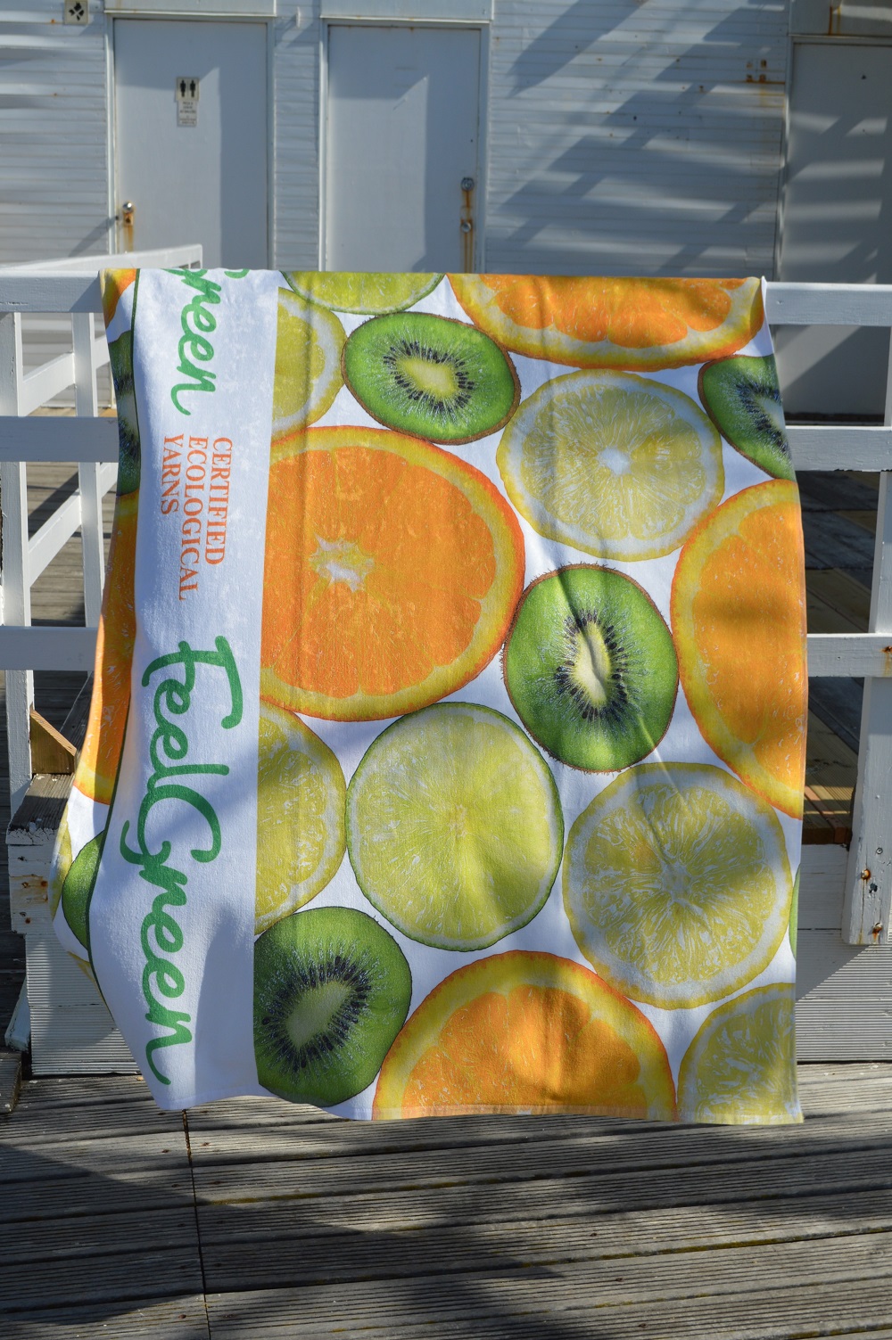 Toalha de praia laranja e Kiwi Toalha de praia laranja e Kiwi