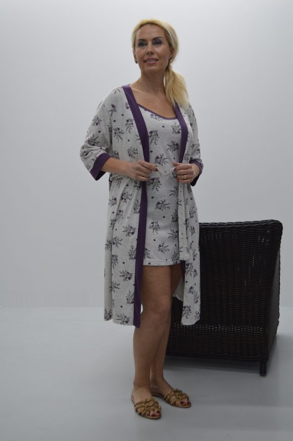 camisa de alças cinza / violeta