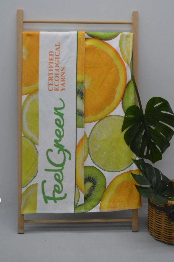 Toalha de praia laranja e Kiwi