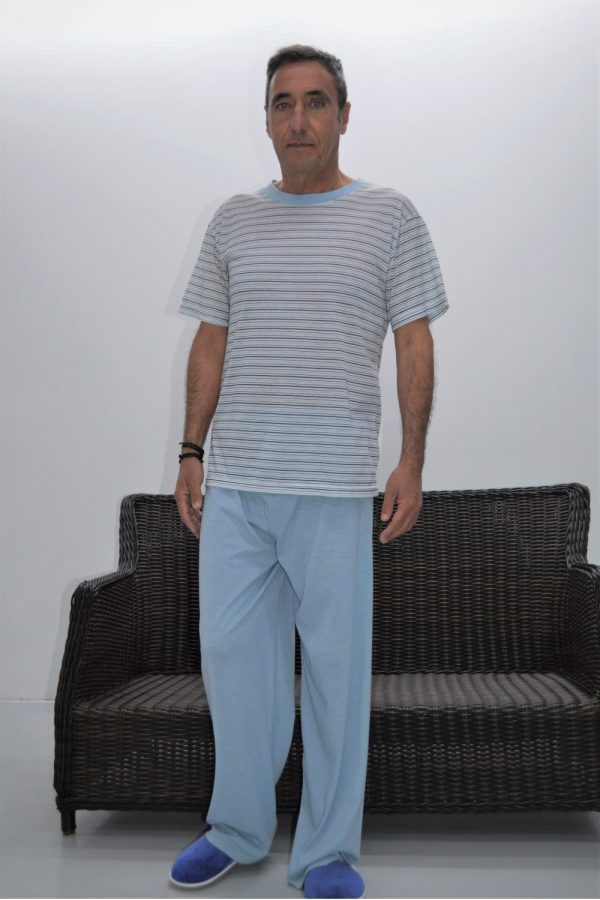 PIJAMA T-SHIRT MANGA CURTA + CALÇA, AZUL