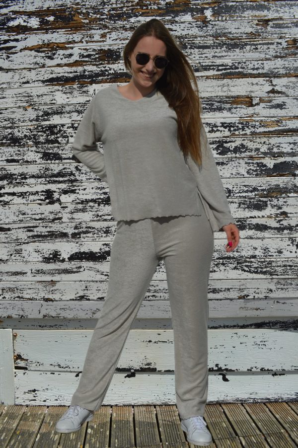 Conjunto de 2 peças sweatshirt + calça, cinza