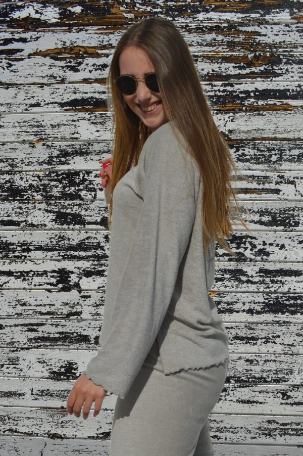 Conjunto de 2 peças sweatshirt + calça, cinza