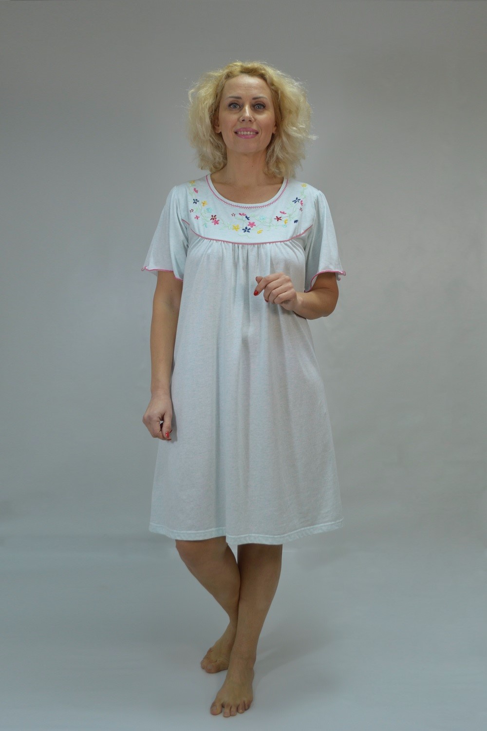 Camisa de dormir com mangas forma borboleta, verde água