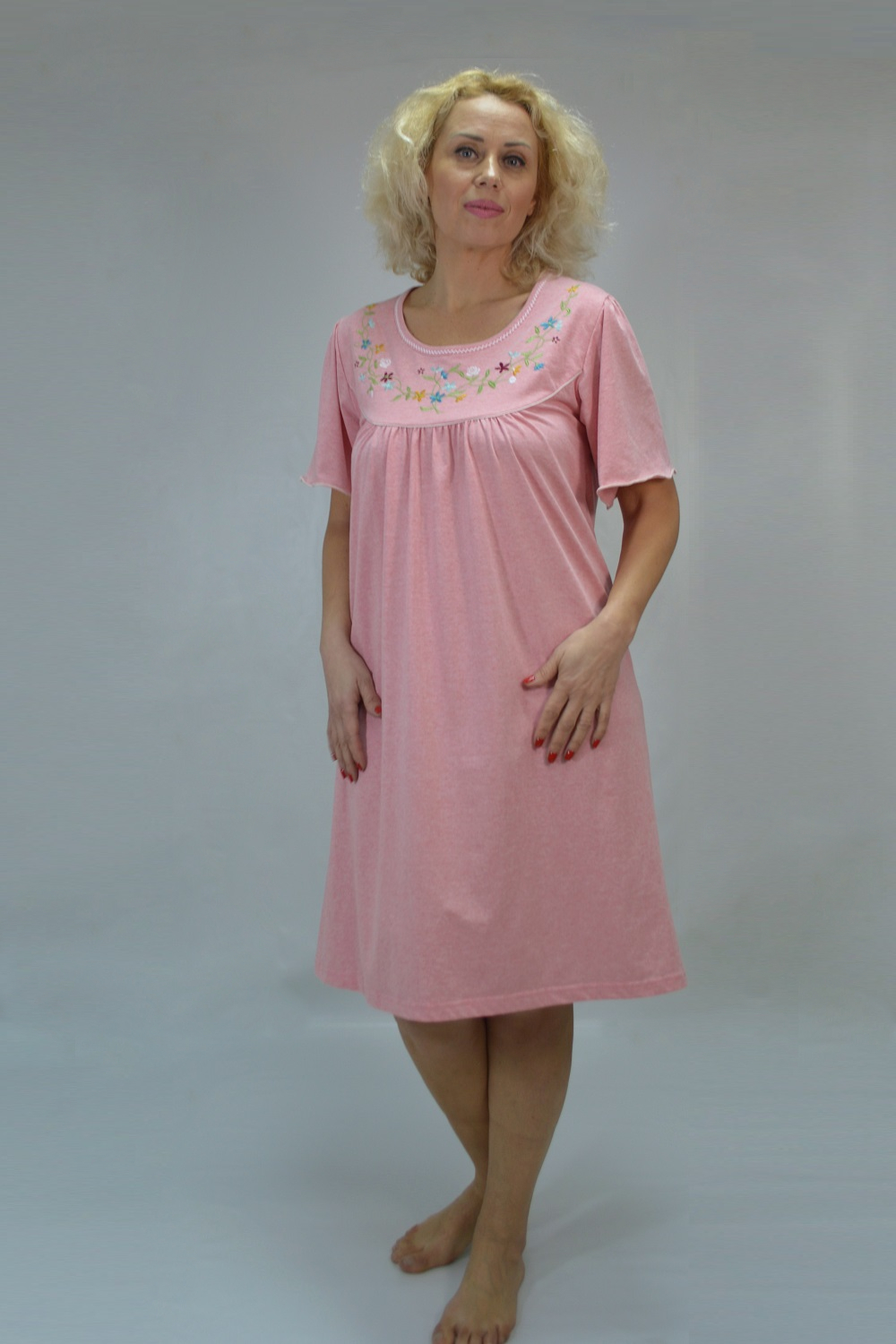 Camisa de dormir com mangas forma borboleta, Rosa