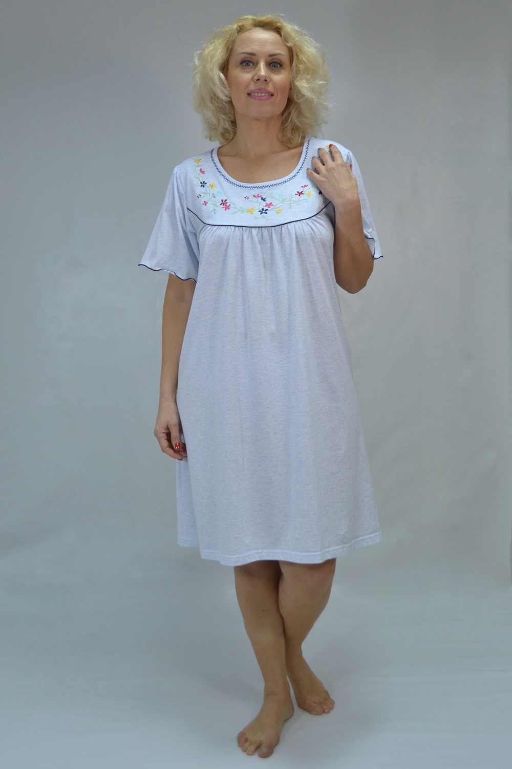 Camisa de dormir com mangas forma borboleta, Azul