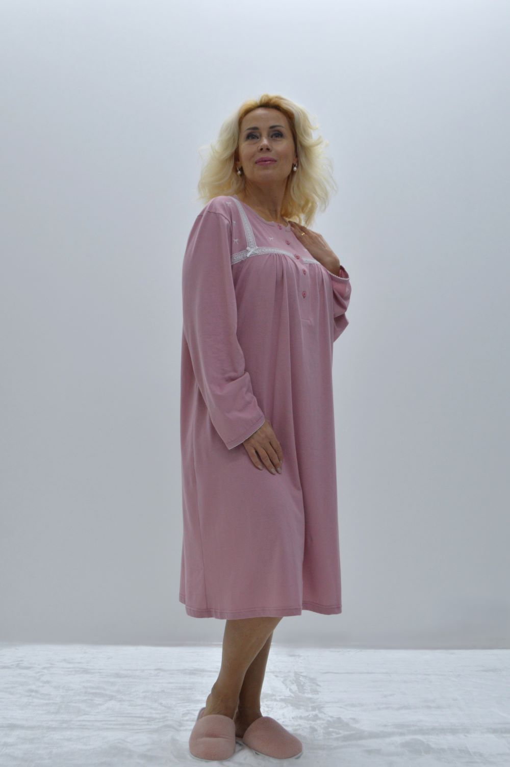Camisa de dormir 100% algodão – Tamanhos grandes - Rosa