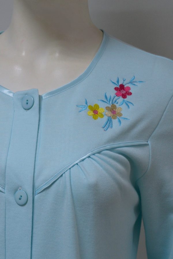 Camisa de dormir aberta á frente, Verde Água
