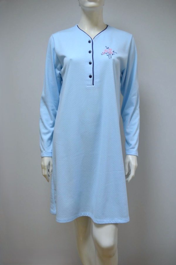 Camisa de noite com bordado, Estampada