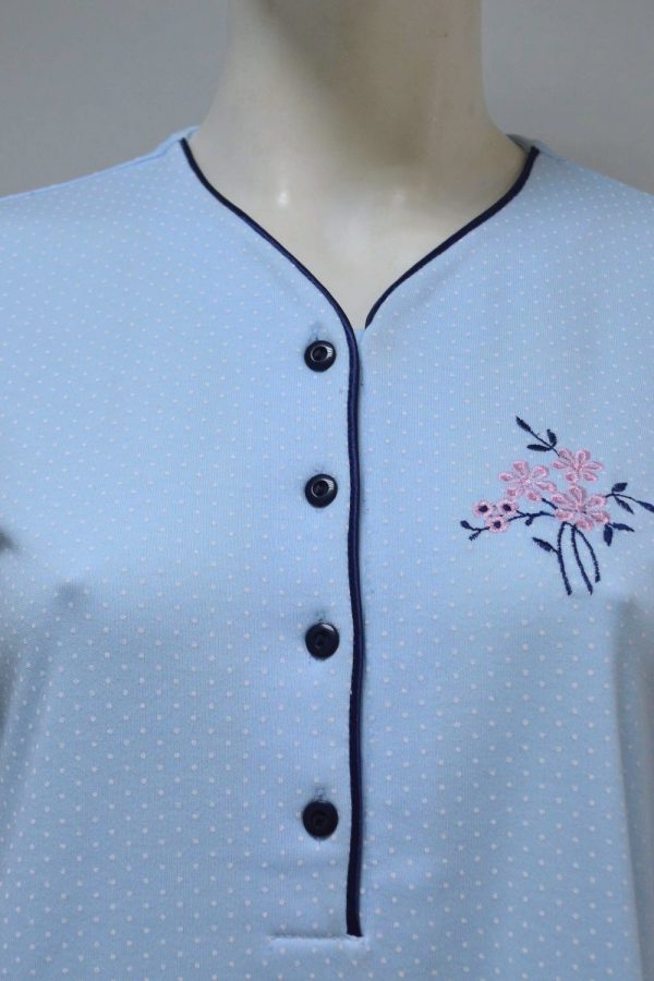 Camisa de noite com bordado, Estampada
