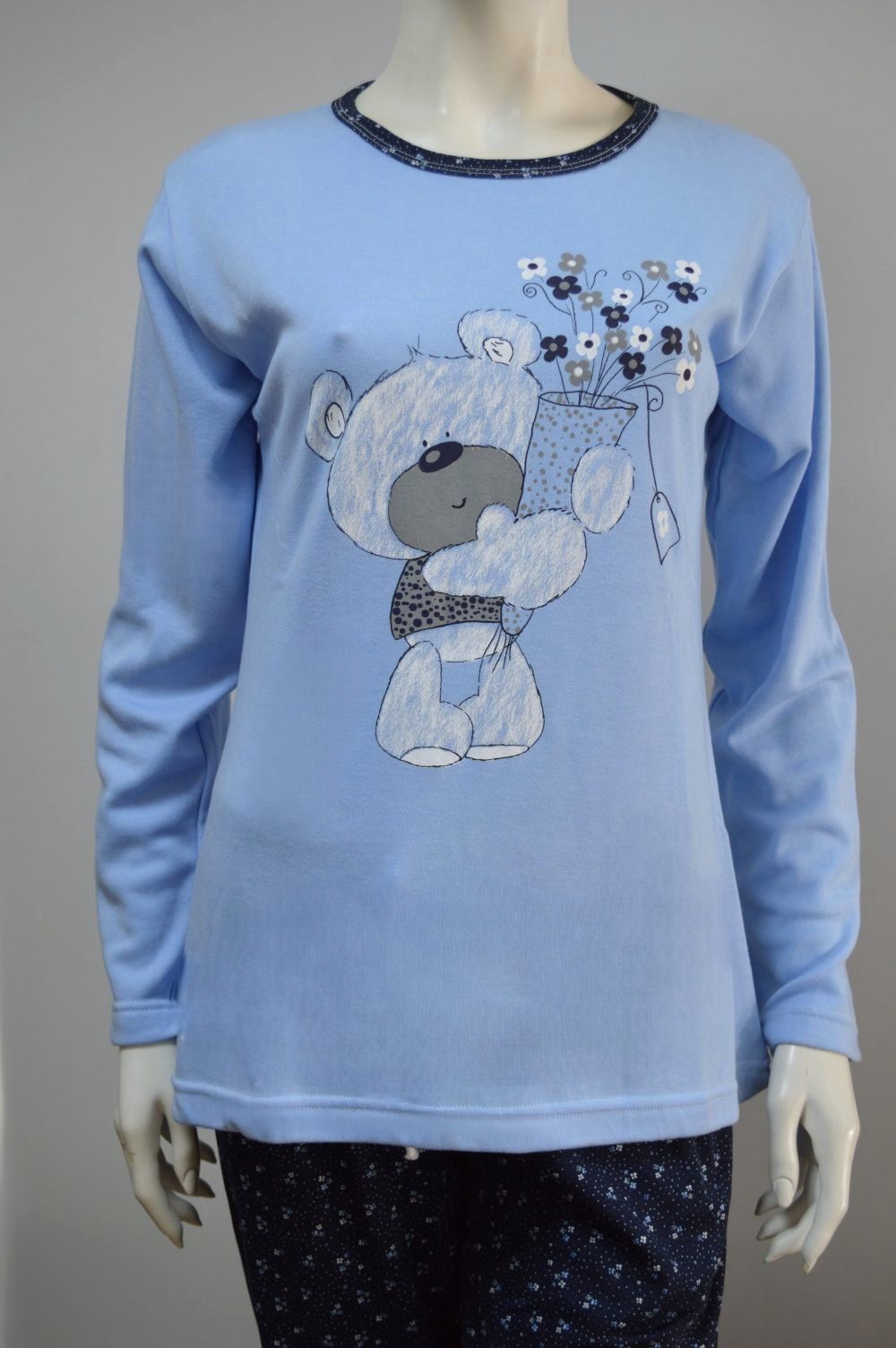 Pijama de mulher manga comprida, Azul Pijama de mulher manga comprida, Azul