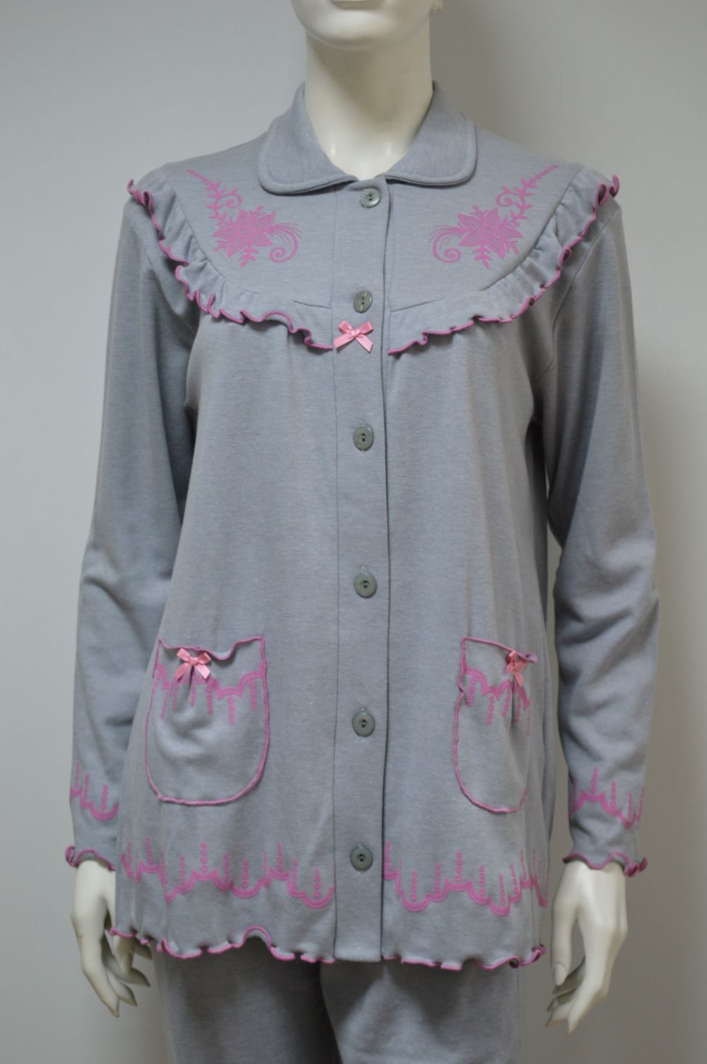 Pijama Clássico Senhora, Cinza Pijama Clássico Senhora, Cinza