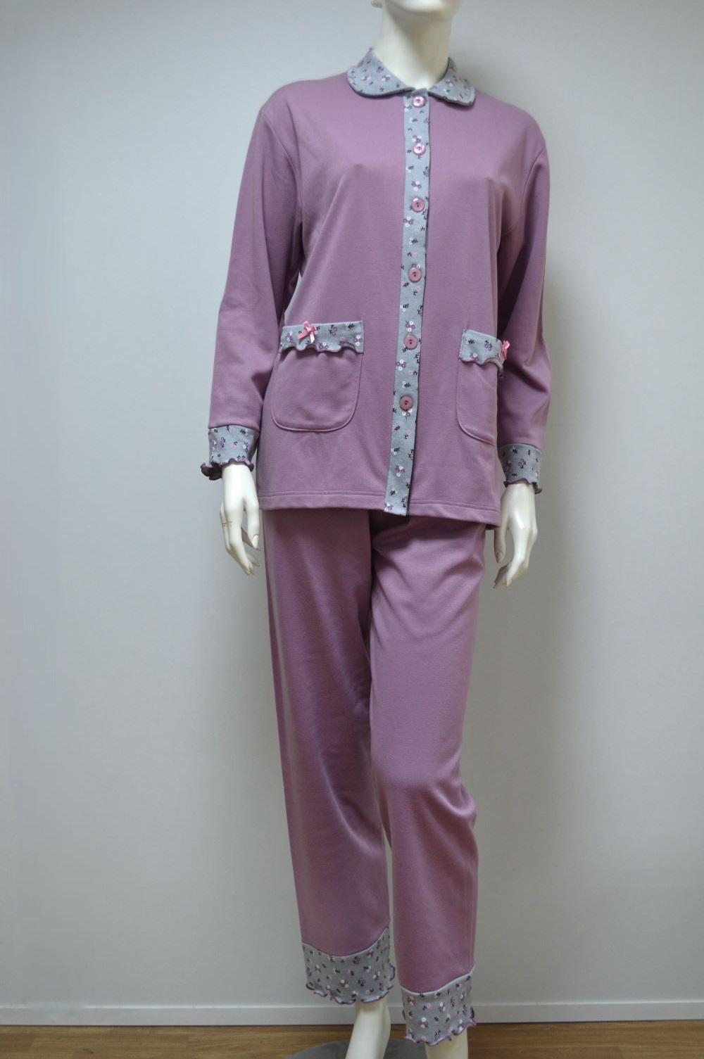 Pijama de Senhora casaco e calça, Rosa Pijama de Senhora casaco e calça, Rosa