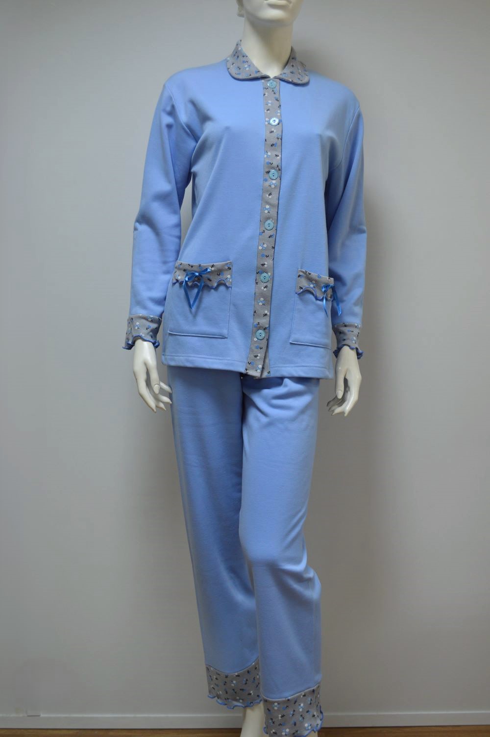 Pijama de Senhora casaco e calça, Azul Pijama de Senhora casaco e calça, Azul