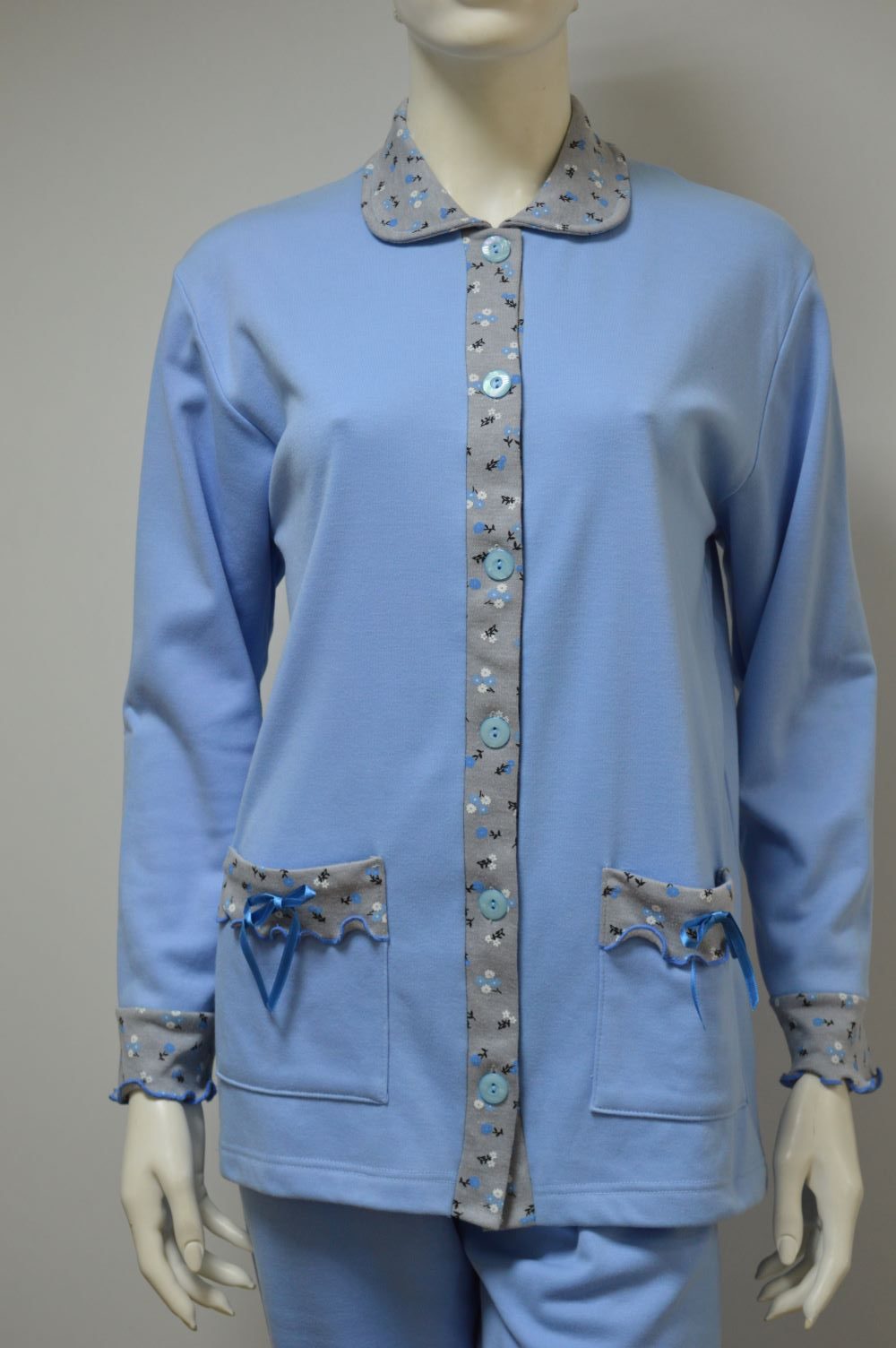Pijama de Senhora casaco e calça, Azul Pijama de Senhora casaco e calça, Azul