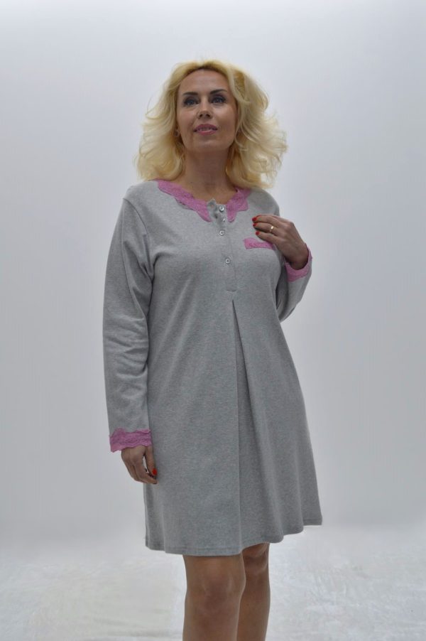 Camisa de dormir 100% algodão, Cinza
