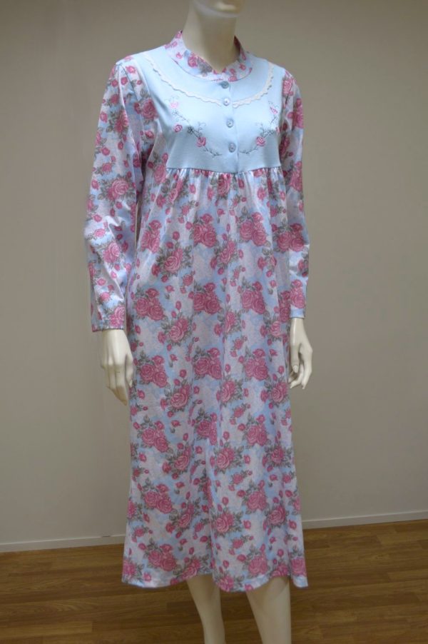 Camisa de dormir comprida com bordado, Estampada