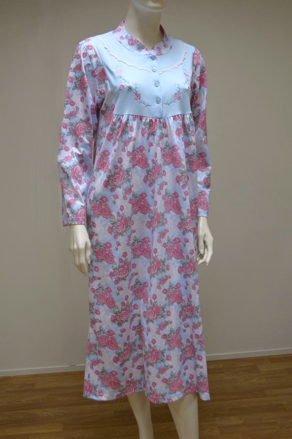 Camisa de dormir comprida com bordado, Estampada Camisa de dormir comprida com bordado, Estampada