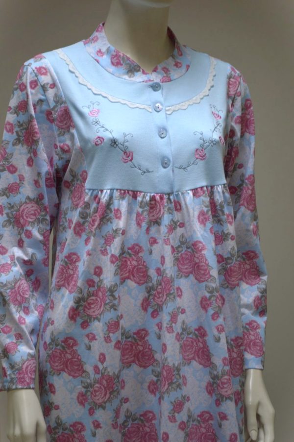 Camisa de dormir comprida com bordado, Estampada