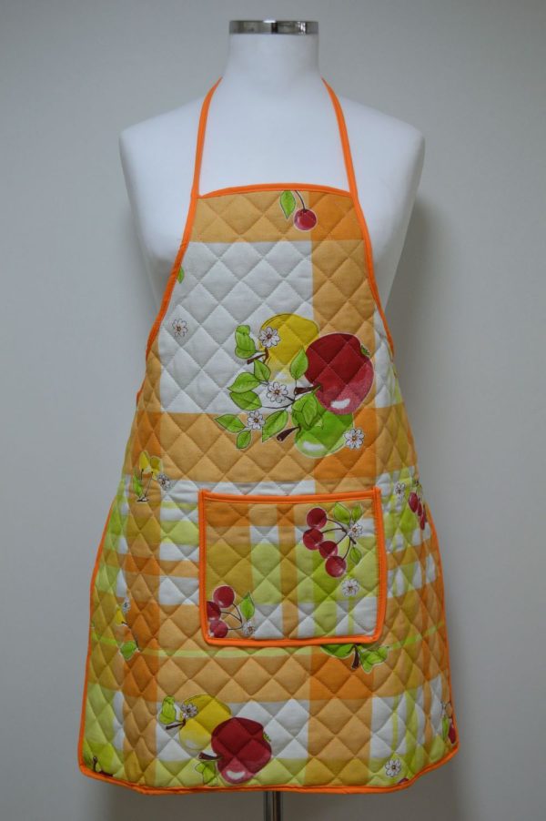 Avental acolchoado, estampado frutos, laranja.