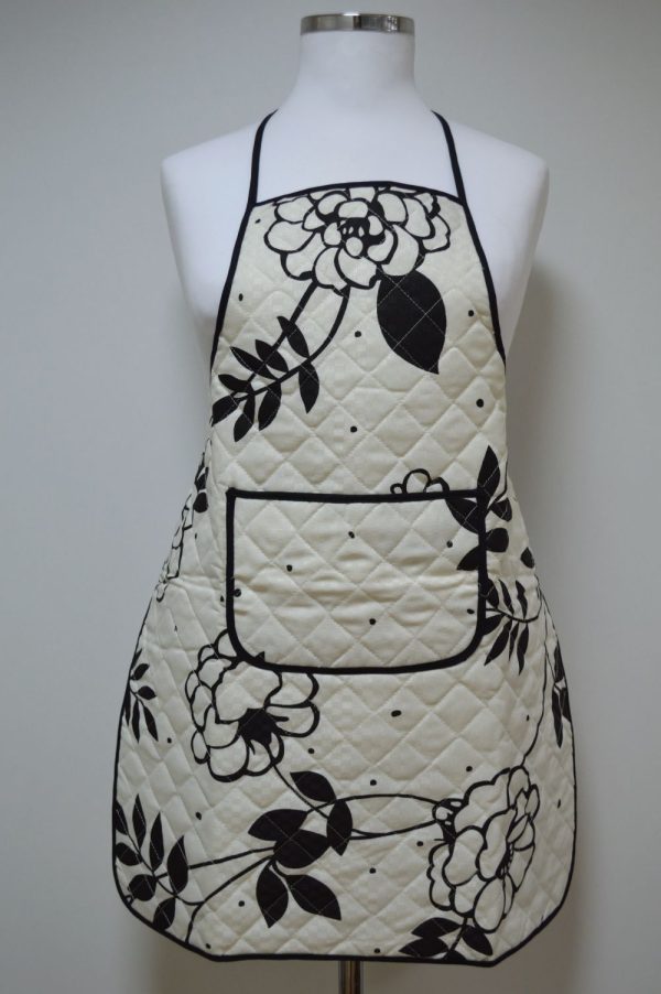 Avental acolchoado, estampado floral.