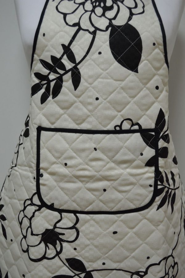 Avental acolchoado, estampado floral.