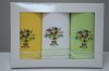 Conjunto de 3 panos em favo em caixa presente, Bordado ramo de Flores