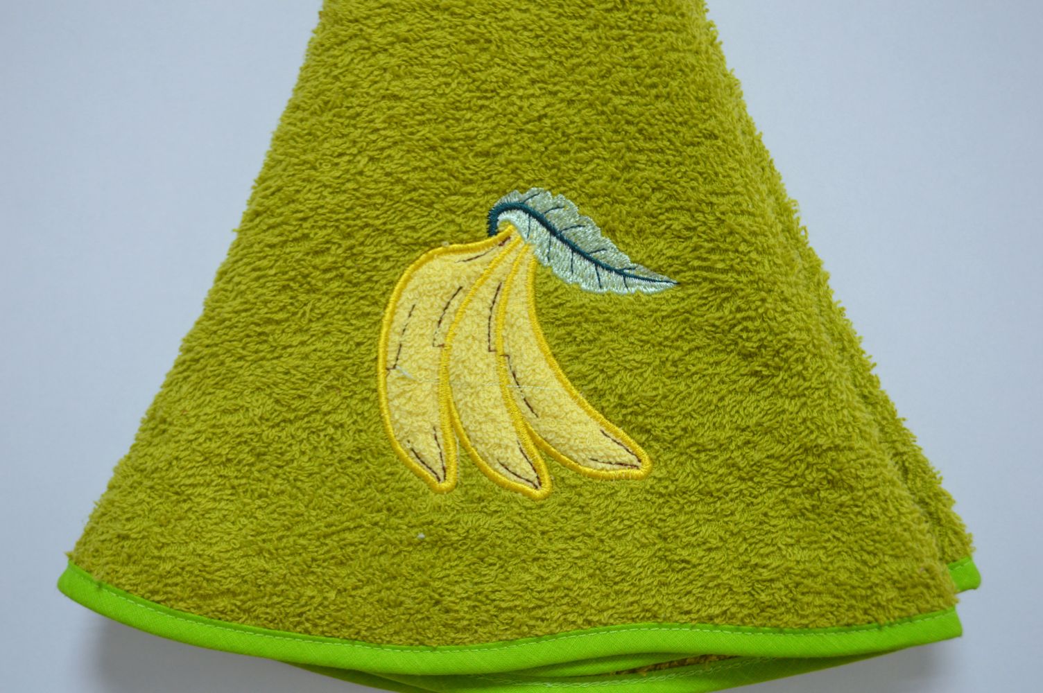 Pano de cozinha redondo, Bordado Bananas, Verde Pano de cozinha redondo, Bordado Bananas, Verde