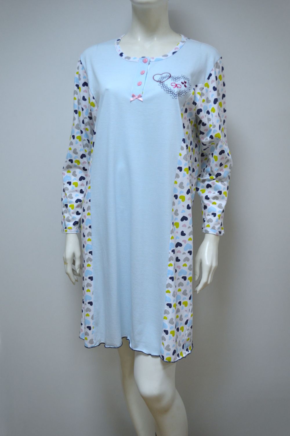 Camisa de Senhora Manga Comprida, Estampado Corações Camisa de Senhora Manga Comprida, Estampado Corações