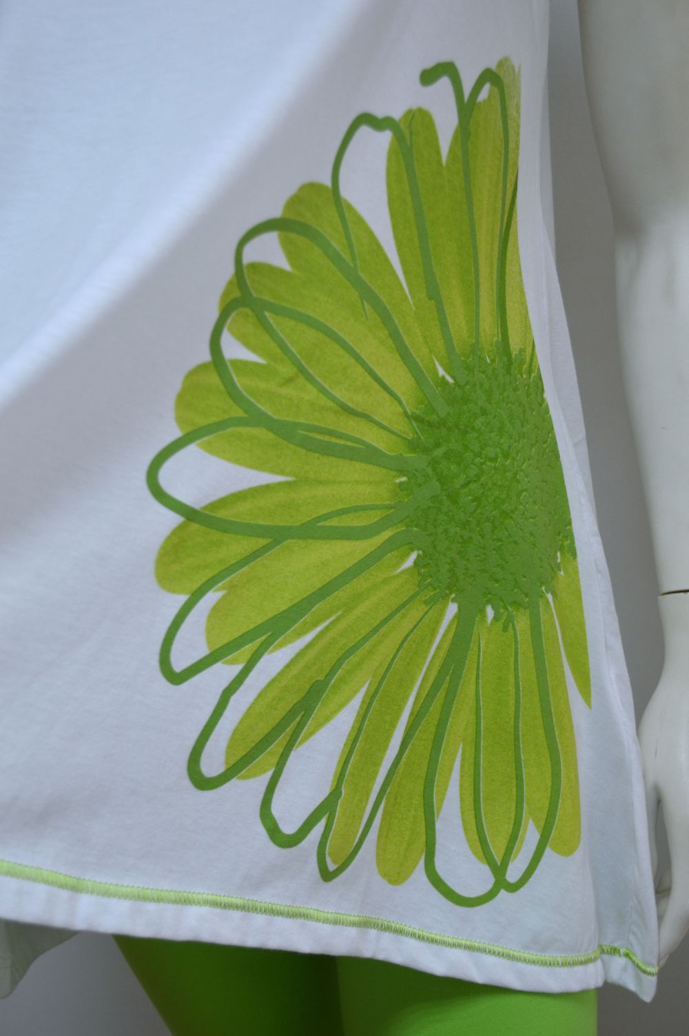 Pijama camisola sem manga + calção, Branco / Verde Pijama camisola sem manga + calção, Branco / Verde