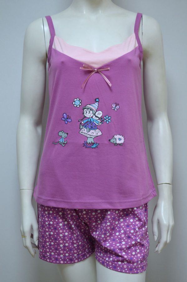 Pijama Mulher, Top de alças + Calção, Rosa
