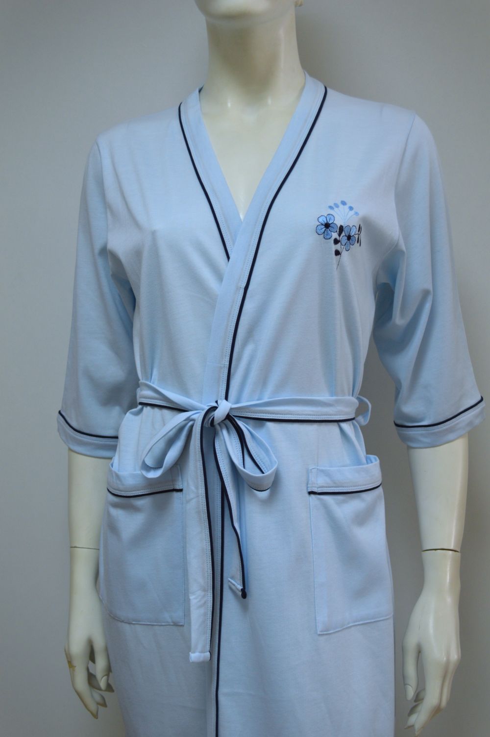 Robe com bordado, Azul Robe com bordado, Azul