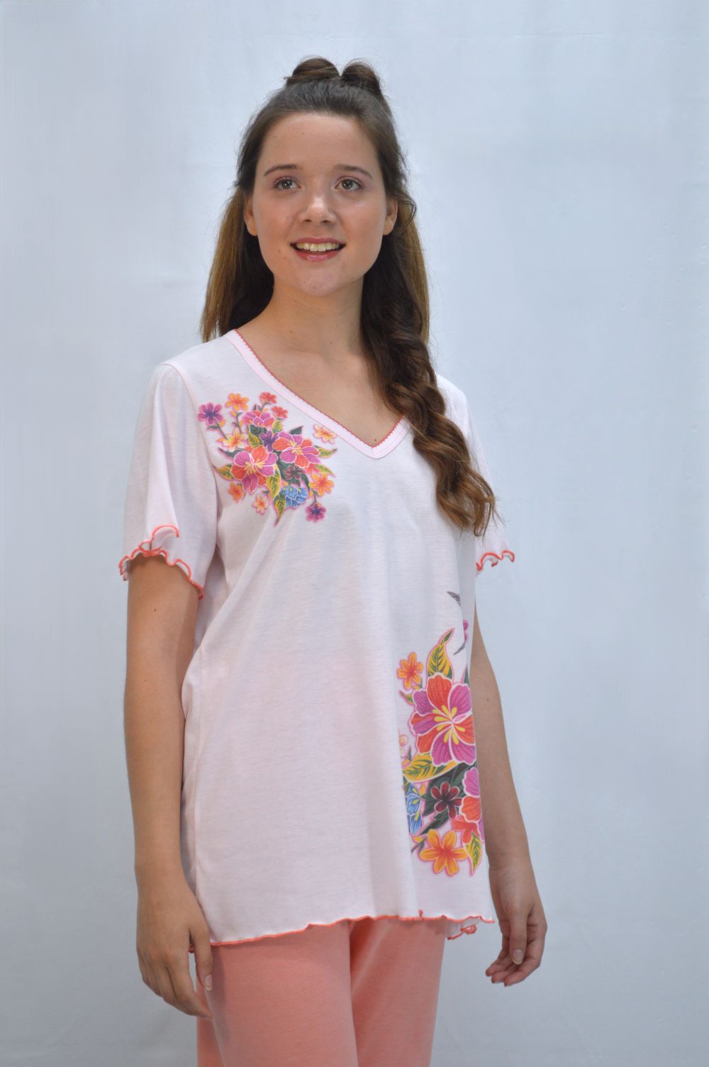 Pijama Mulher T-Shirt + Bermuda, salmão Pijama Mulher T-Shirt + Bermuda, salmão