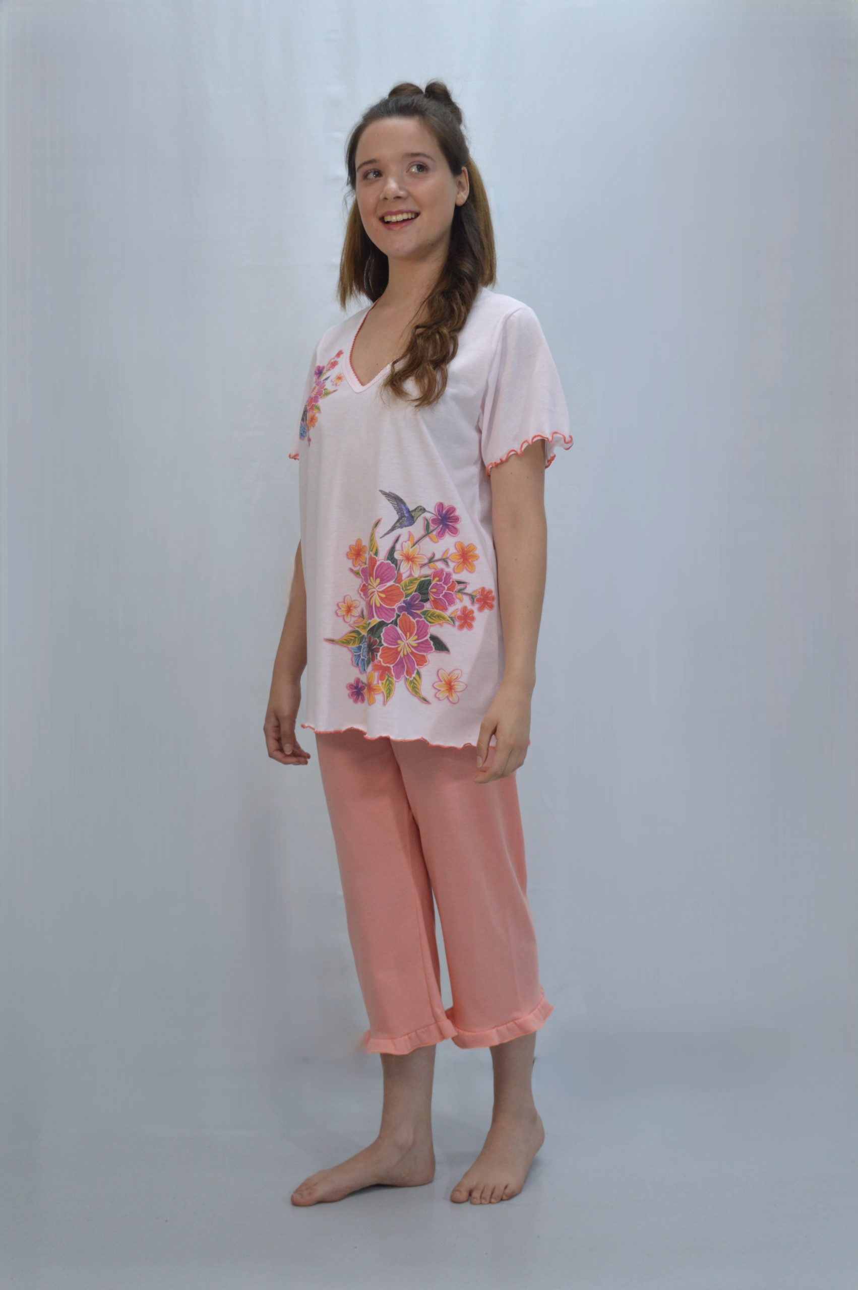 Pijama Mulher T-Shirt + Bermuda, Salmão Pijama Mulher T-Shirt + Bermuda, Salmão