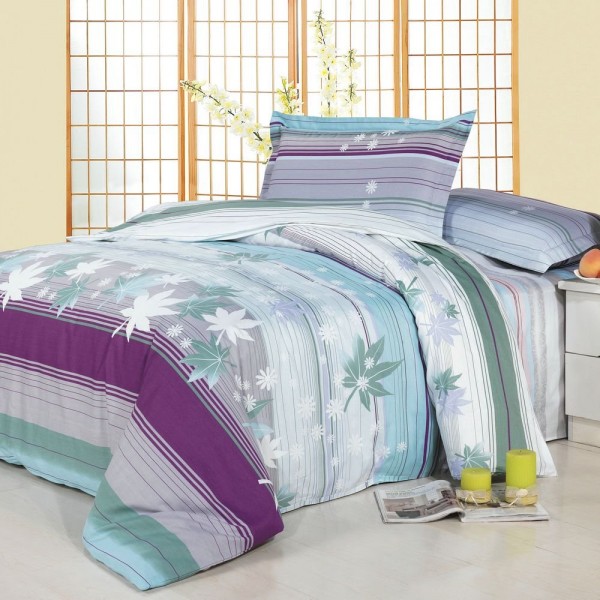 Set of coordinated printed bed sheets and duvet cover. Digital print. Production under consultation. Illustrative photo.
